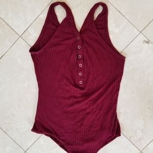 Burgundy Button Bodysuit | Timing